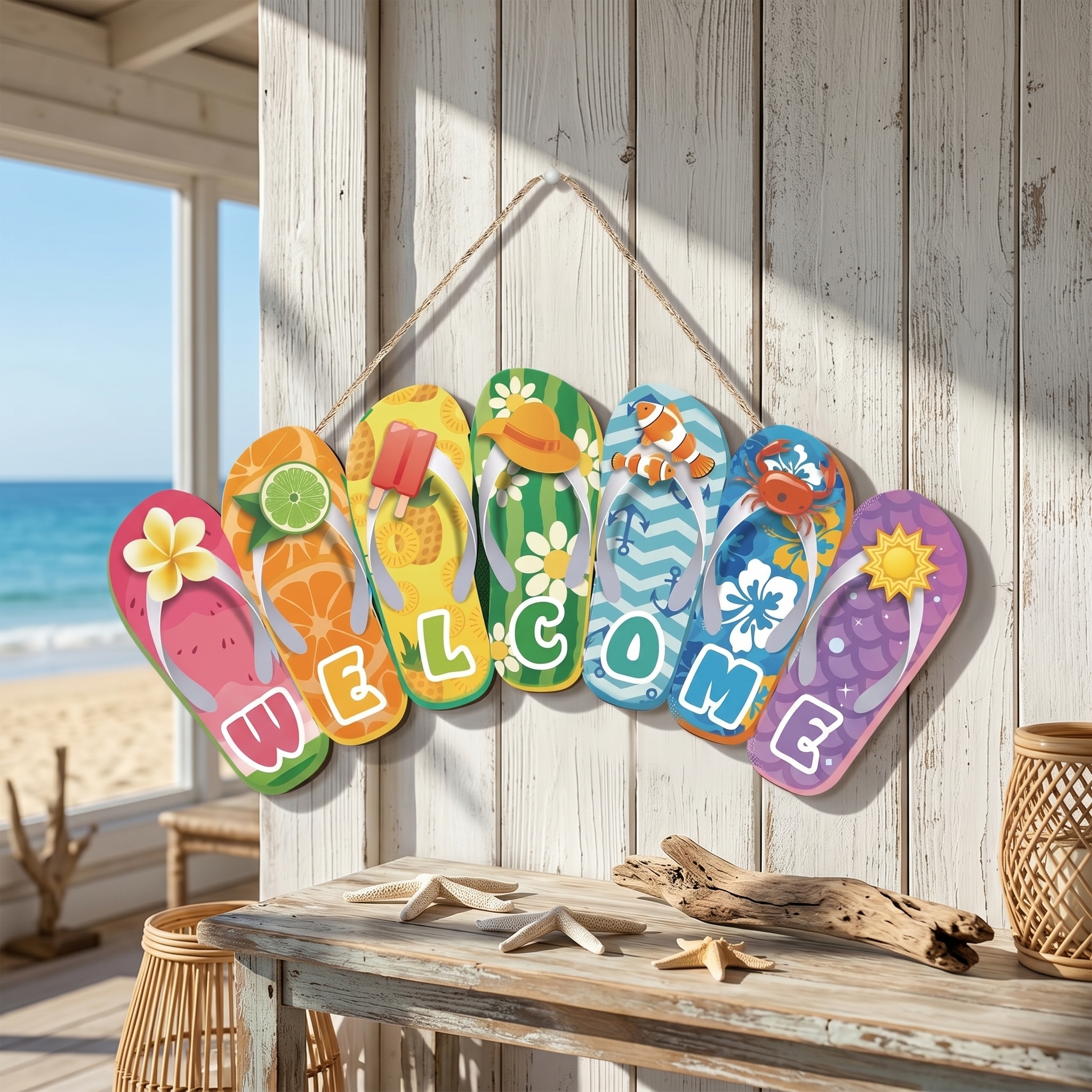 Yard Sign Blank - Hello Summer Felt Slippers Door Sign