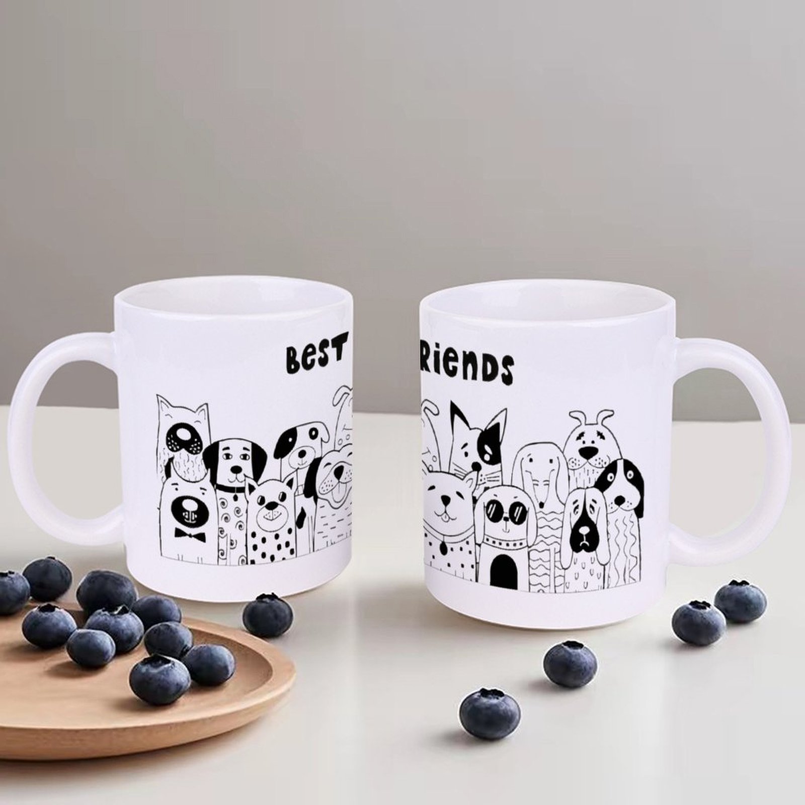 Illustration Of Dogs With The  - Sublimation Mug White ulasan dan harga