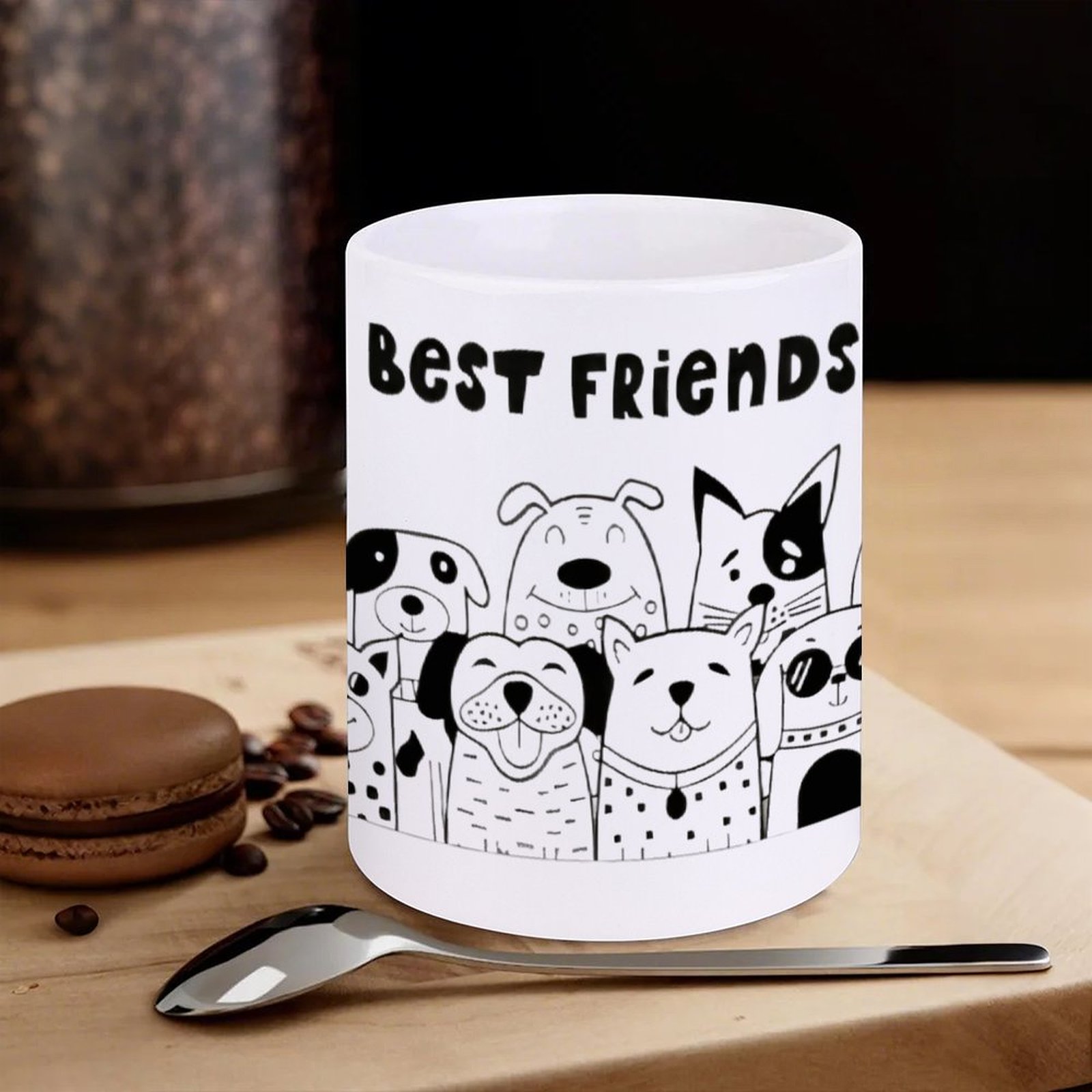 Illustration Of Dogs With The  - Sublimation Mug White ulasan dan harga