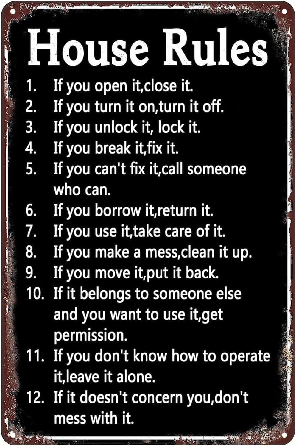 House Rules Vintage Metal Sign - Yard Sign Blank ulasan dan harga